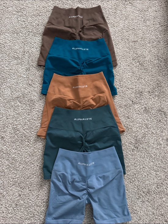 Alphalete Pants - Alphalete Women's Athletic Shorts Bundle - Brown, Teal, Rust, Forest, Slate Blue